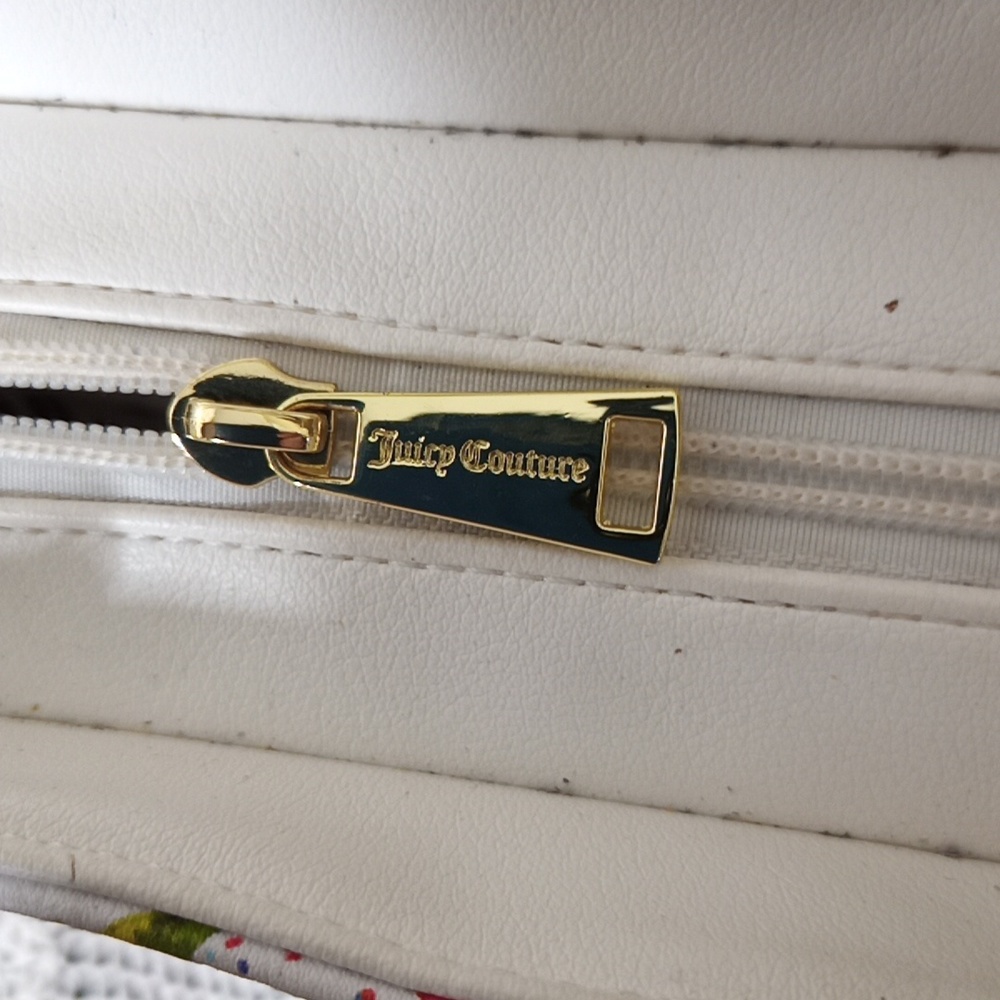 Juicy Couture Billboard Tote Bag Purse Crossbody In White & Rose Pink Detail - Picture 6 of 9